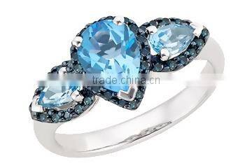 silver engagement rings with navy blue cz for girls
