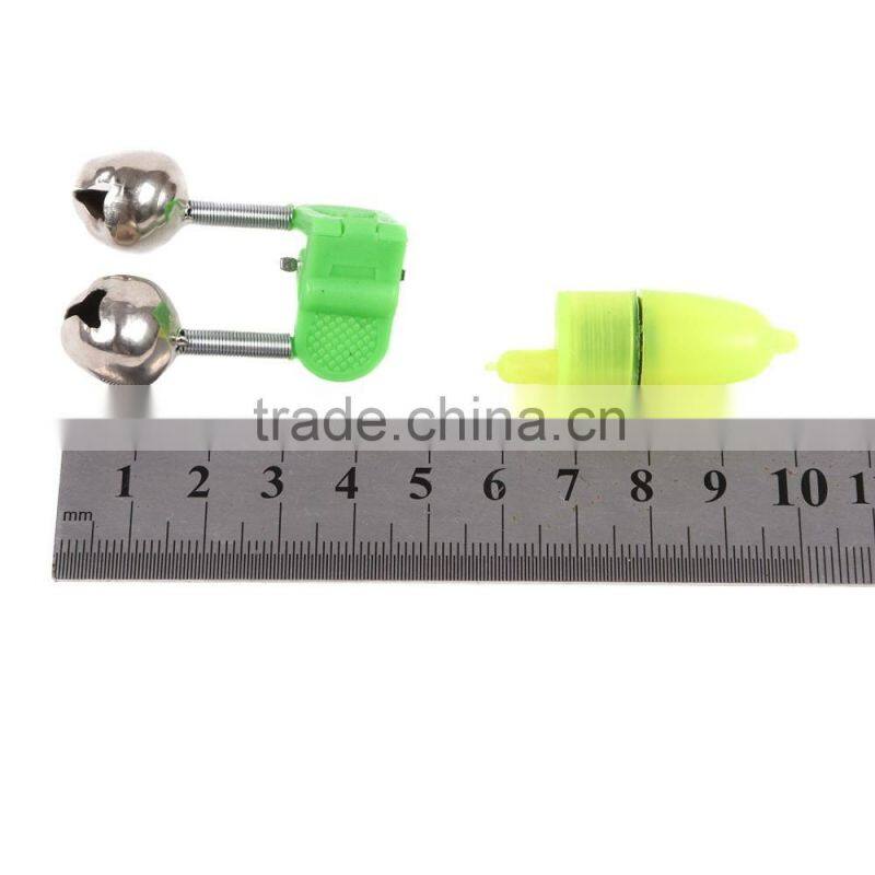 50Pcs Night Fishing Rod Tip Red LED Light Twin Bells Ring Fish Bait Alarm