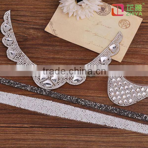 New fashion hotfix rhinestone bead neck applique