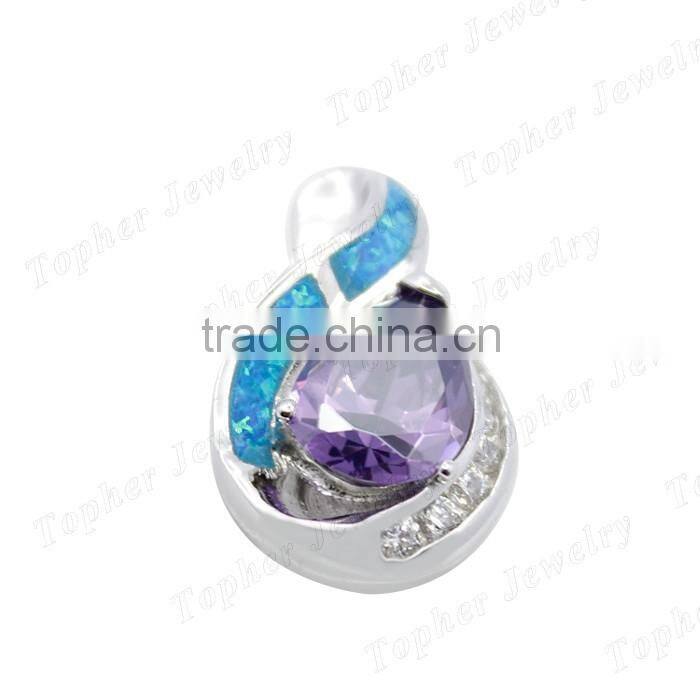 china suppiler pendant synthetic opal tanzanite pendant with cz wholesale