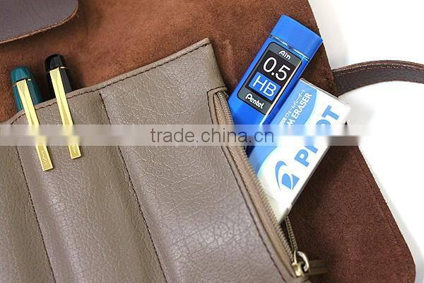 Boshiho small portable rolling leather pen pouch