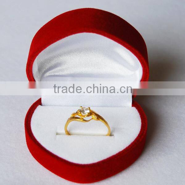 velvet cute heart shape ring box wholesale jewelry packaging box