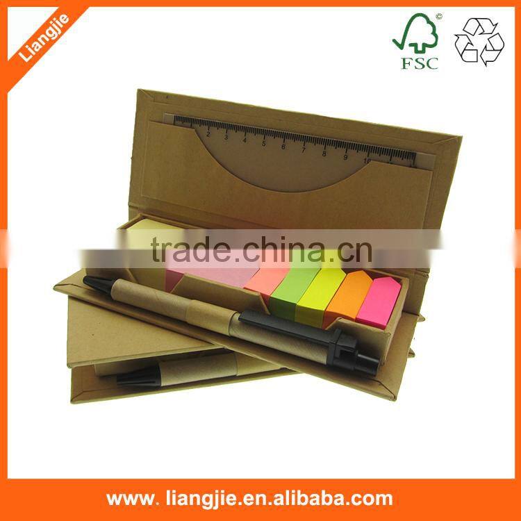 sticky memo pad with box,combin sticky notes ,plastic ruler sticky notepad