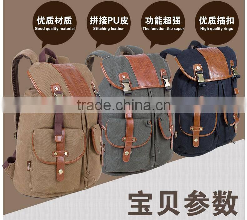 Draw String Custom Logo OEM Black Fashion Day Canvas Backpack Bag