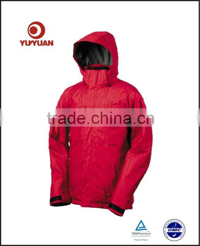 Popular style!Fashionable waterproof stripe ski jacket with hood