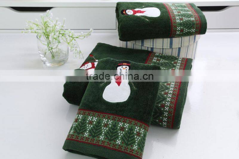 high quality cotton bath towel set with santa pattern