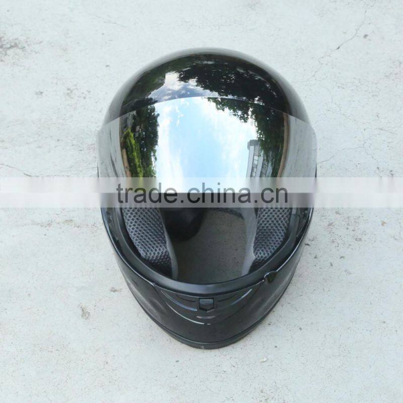 Adult Mirror Shield Gloss Black Full Face Motorcycle Street Helmet DOT Moto Bike