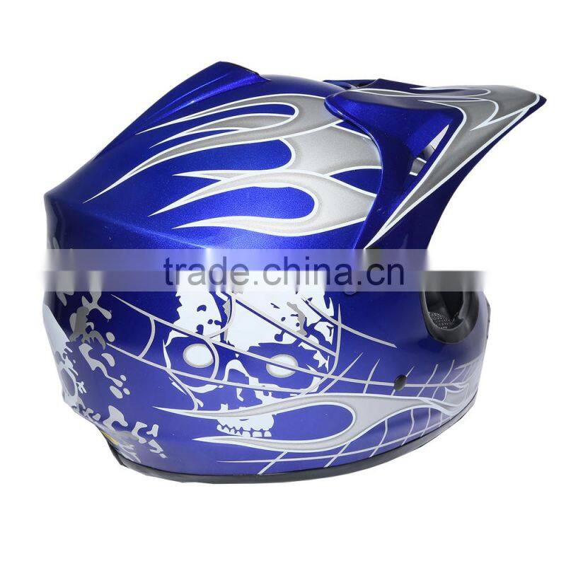 Youth Blue Skull for Dirt Bike for ATV Motocross Quads Helemt Goggles+Gloves S M L