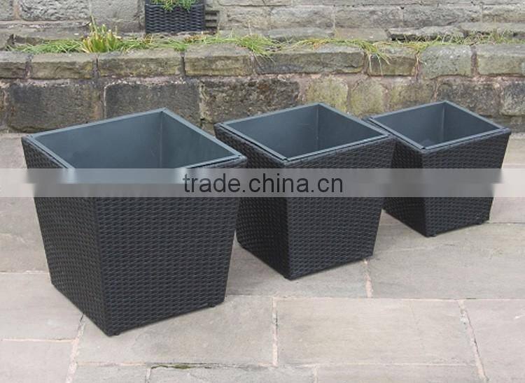 Set of 3 stackable plastic rattan garden pots for sale planting pots cheap plant pot