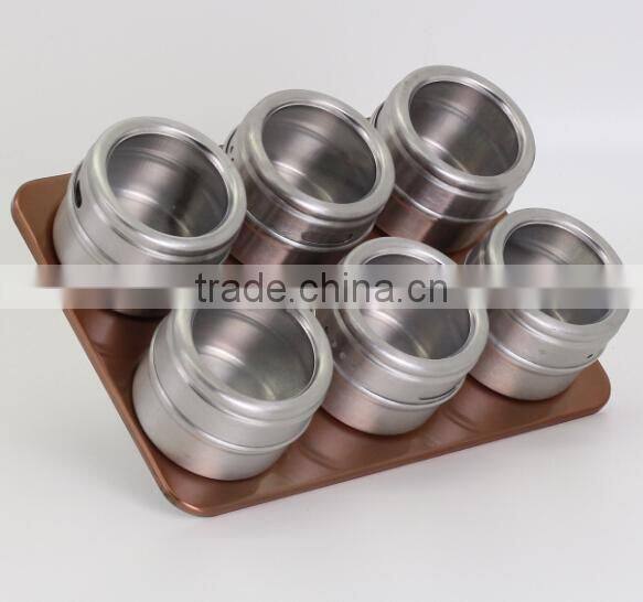 7pc Kitchen Stainless Steel Magnetic Seasoning Jar Set