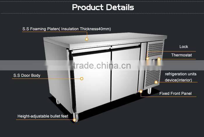 2 Door Stainless Steel Chest Chiller Kitchen Equipments