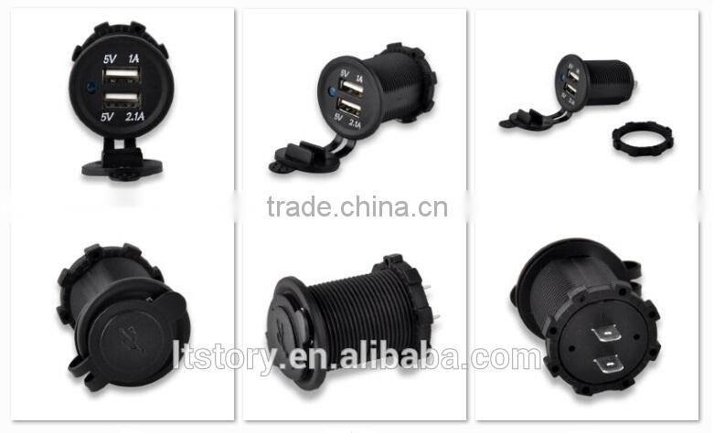 Waterproof DC 12V Car USB charger Socket with Plug