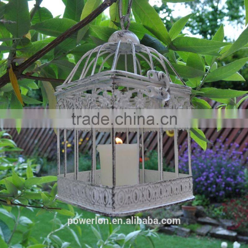 Set Of 2 Square Bird Cage Vintage Victorian Style Outdoor Indoor Garden White