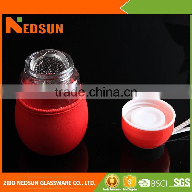 New design glass drinking water bottle with adiabatic sleeve