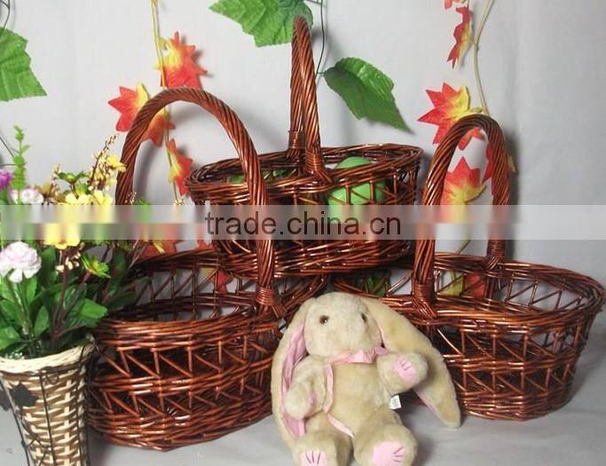 2014 Wicker handmade decorate flower basket with hanging as wedding decor