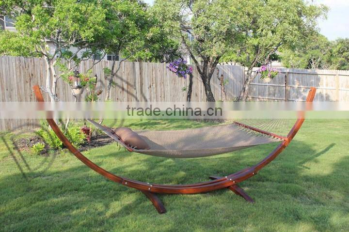 Double Wide Wood Arc Outdoor Hammock & Stand Set