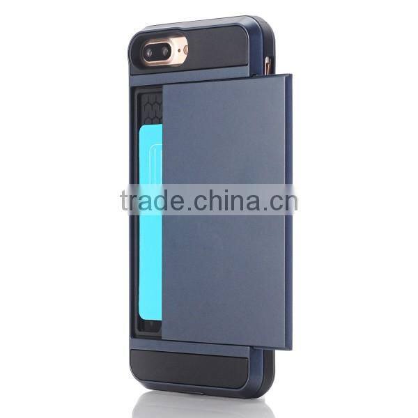 Slide cover card slot phone case TPU + PC material phone hull for iPhone7 7plus