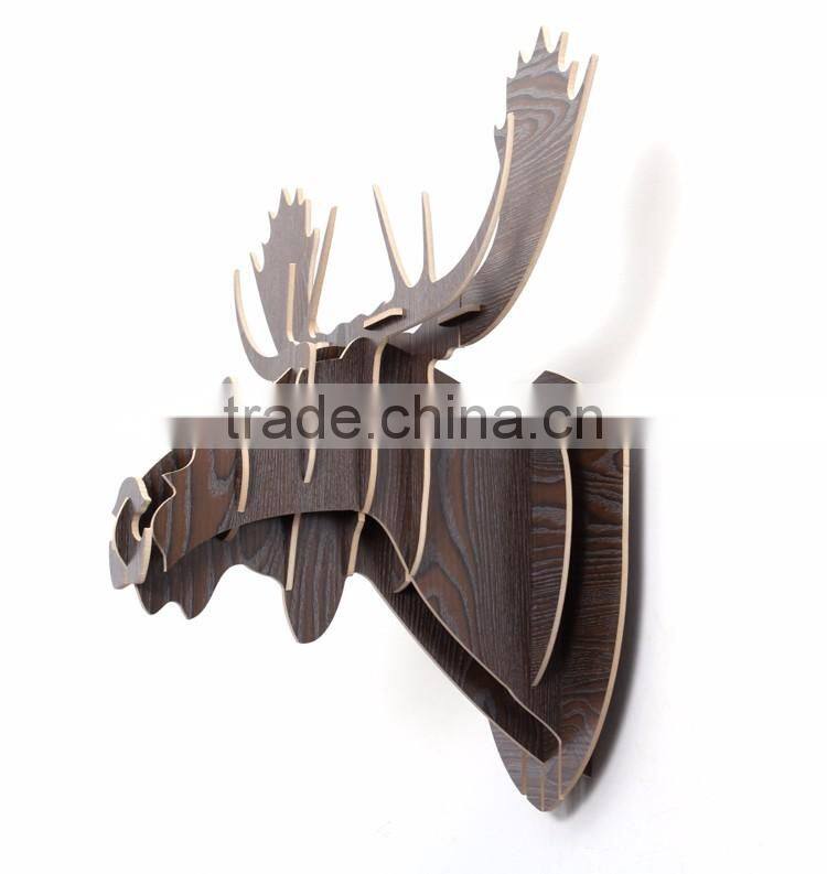 indoor wall mounted wooden deer head decoration