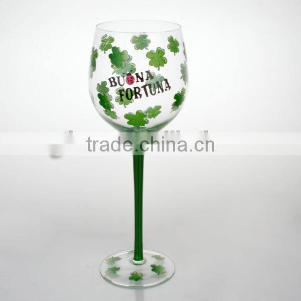 FDA,Eco-friendly,hand paint holiday green wine glass with word