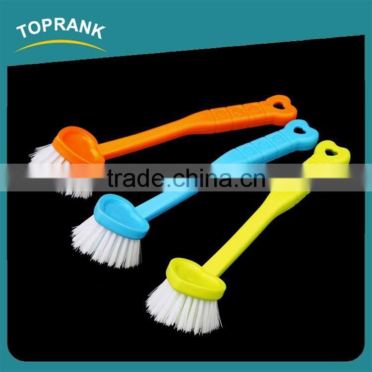 Toprank BSCI Manufacturer New Design Heart Shape Head Plastic Bowl Cleaning Brush Kitchen Brush Dish Brush With Handle