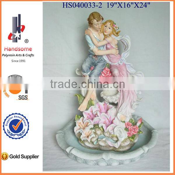Resin indoor water fountains for home decor with two figurines
