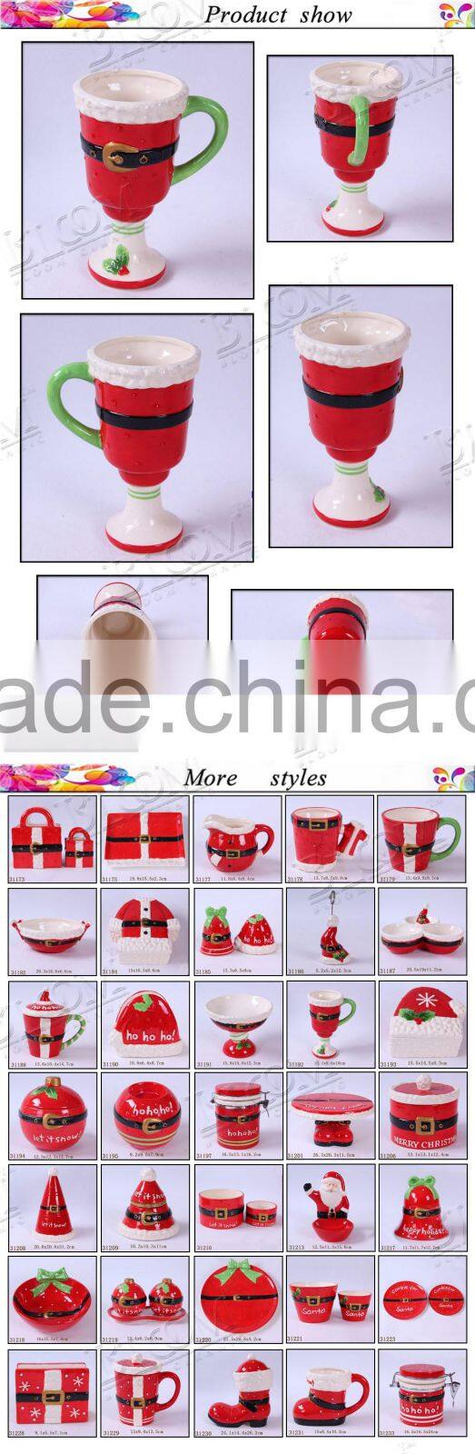 wine glass shape ceramic custom coffee cup with handle