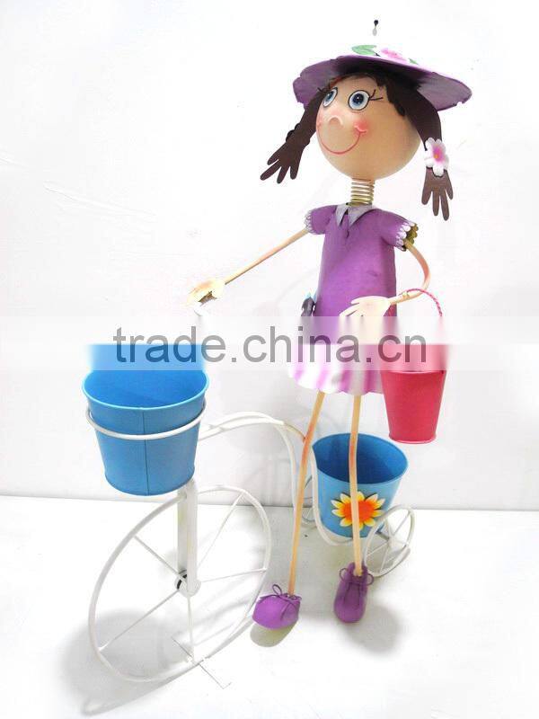 YS13586RV3 Girl doll metal bicycle for flower pot with high quality
