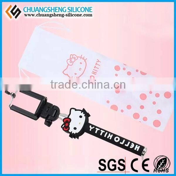 Smart length ajustable silicone bluetooth selfie stick with cute cartoon figures
