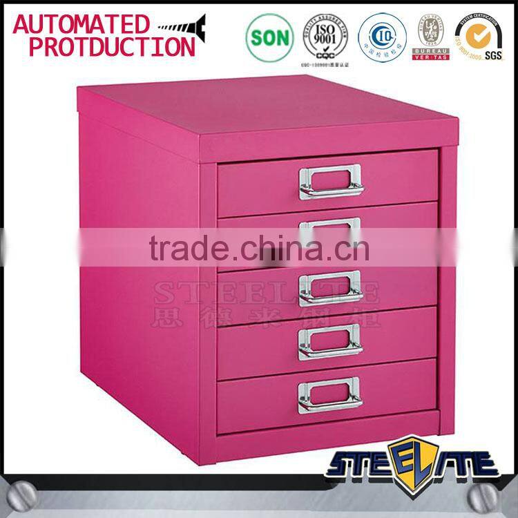 Customized colorful small part steel drawer cabinet five drawer steel file cabinet on table