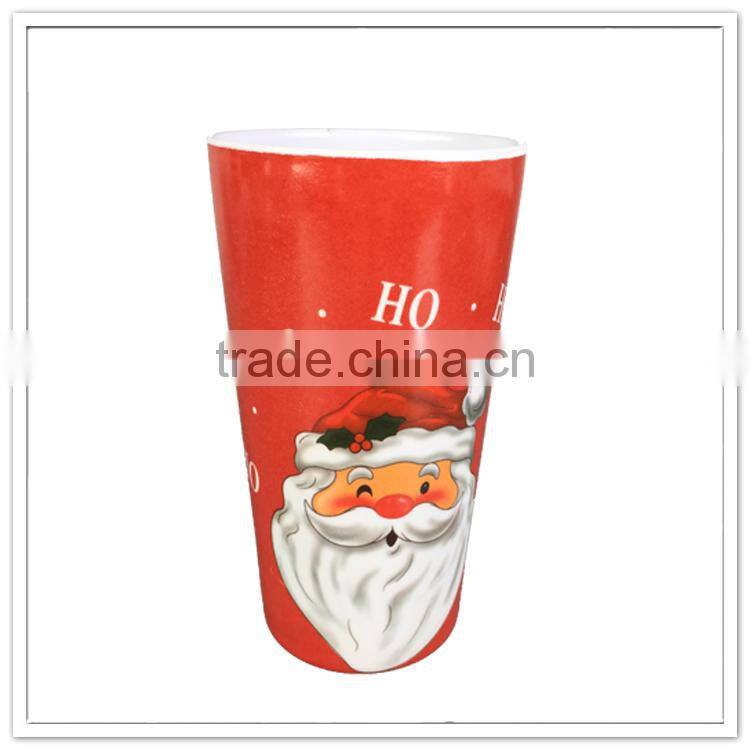 Holiday item melamine red drinking cup, plastic Christmas santa claus printing plastic christmas tumbler