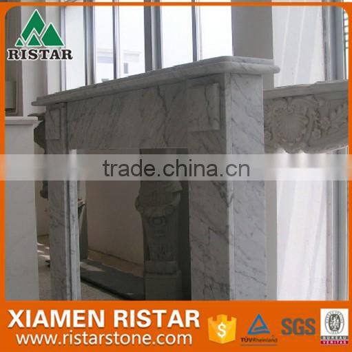 Cheap natural white vein marble fireplace surround mantel RST-FP-K010
