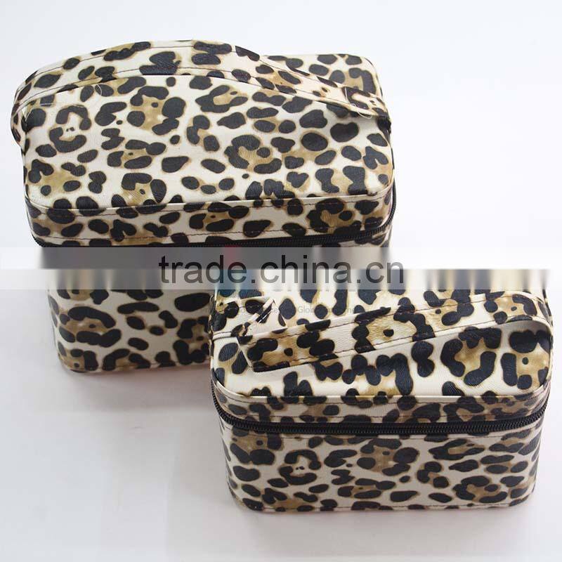 Hot Leopard PU Cosmetic Case Large Capacity Make Up Bag for Lady