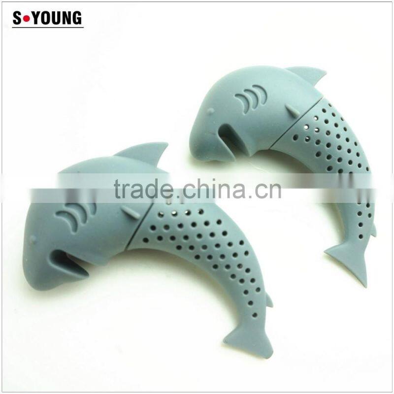 16159 Silicone Shark Infuser Loose Tea Leaf Strainer Herbal Spice Filter Diffuser