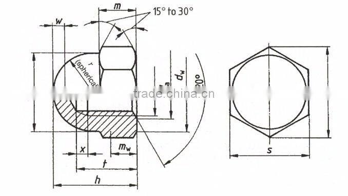 SUPPLY HOT SELL ANG HIGH QUANLITY DIN1587 TITANIUM HEXAGON DOMED CAP NUTS