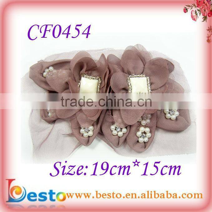 CF0454 New fashion stone fabric flower applique for dressing