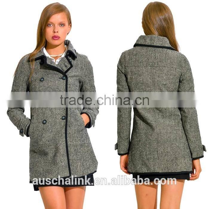 high quality new model charcoal gray wool blend women's coat