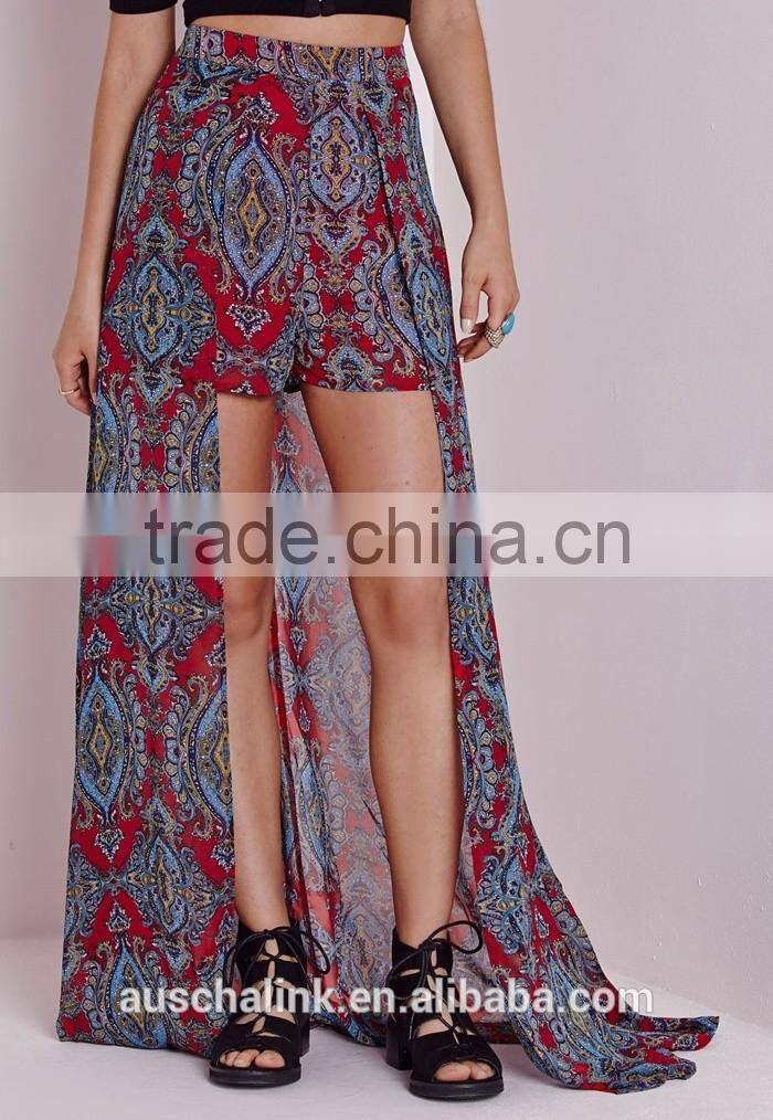 2016 young lady paisley print cheap long maxi skirts made in china