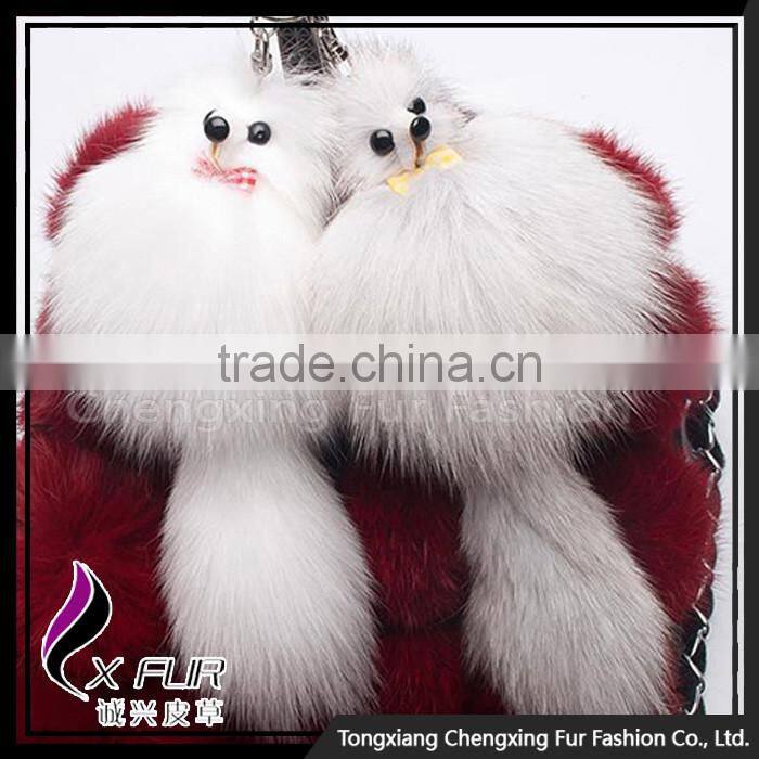 CX-R-11C New Design Cute Small Fox Fur Keychain Keyring