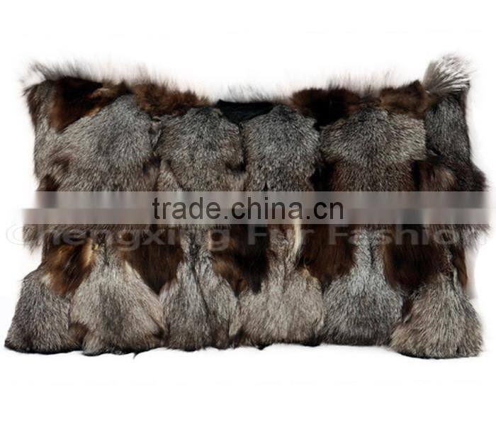 CX-D-07 Natural Color Wholesale Custom Genuine Fox Fur Cushion Cover