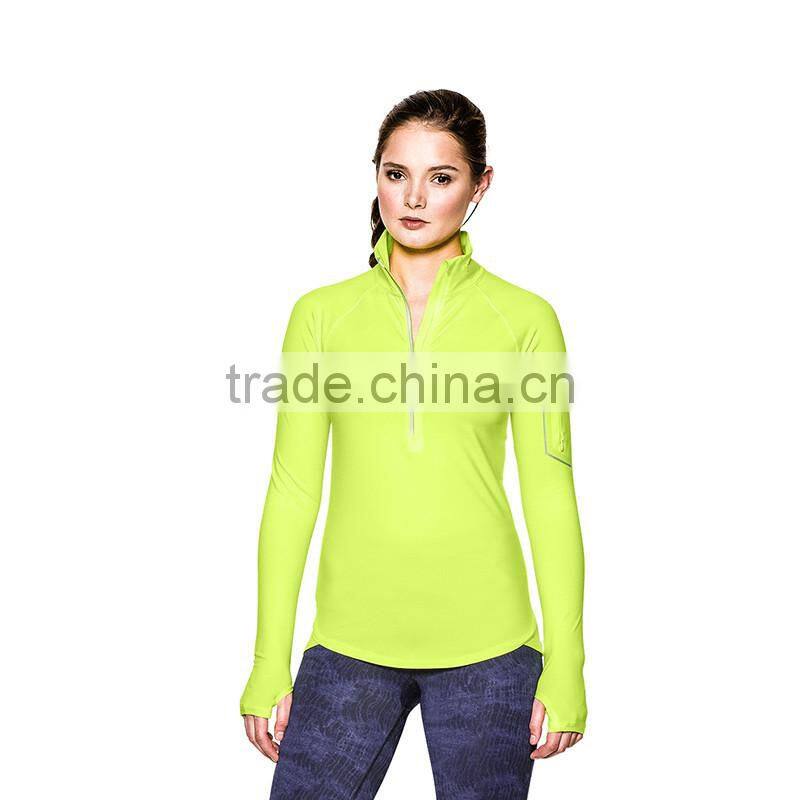 Custom ladies running wear dry fit sport t shirt gym clothing breathable half zip shirts