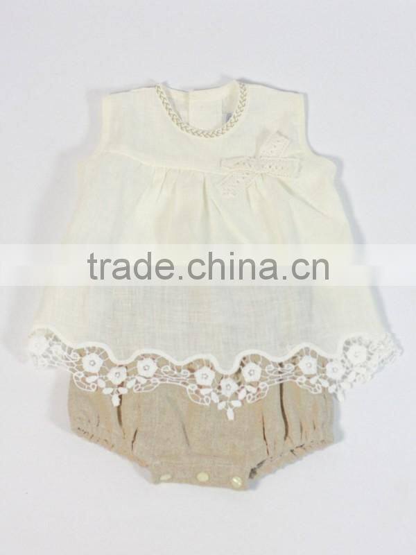 Old European Frocks Designs Lace Baby Clothes 100% Linen/Cotton Blend Little Girls Boutique Clothing Outfits