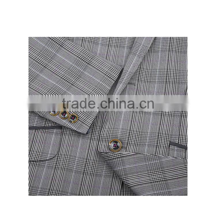 New Product Checked 2 Button Polyester Viscose Business Men'S Fashion Simple Suit Designs