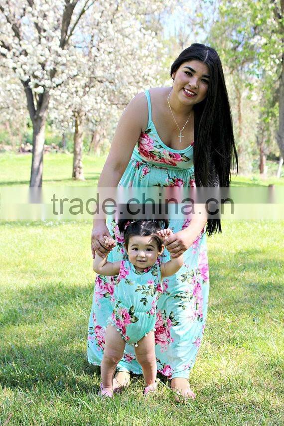 Adorable Summer Long Dress Mommy And Me Maxi Dress Girl Romper Baby Dress Pictures