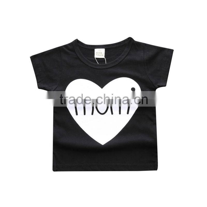 S17509A New Children Kids Girl T shirt Heart Short Sleeve T Shirt