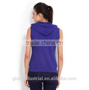 Newest Style Cotton Females Sleeveless Gym Hoodie Cheap