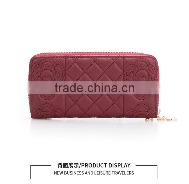 2017 Luxury Fashion Women Wallet Long Purse Bueatiful Flower Embossing Zipper Woman Leather Purse