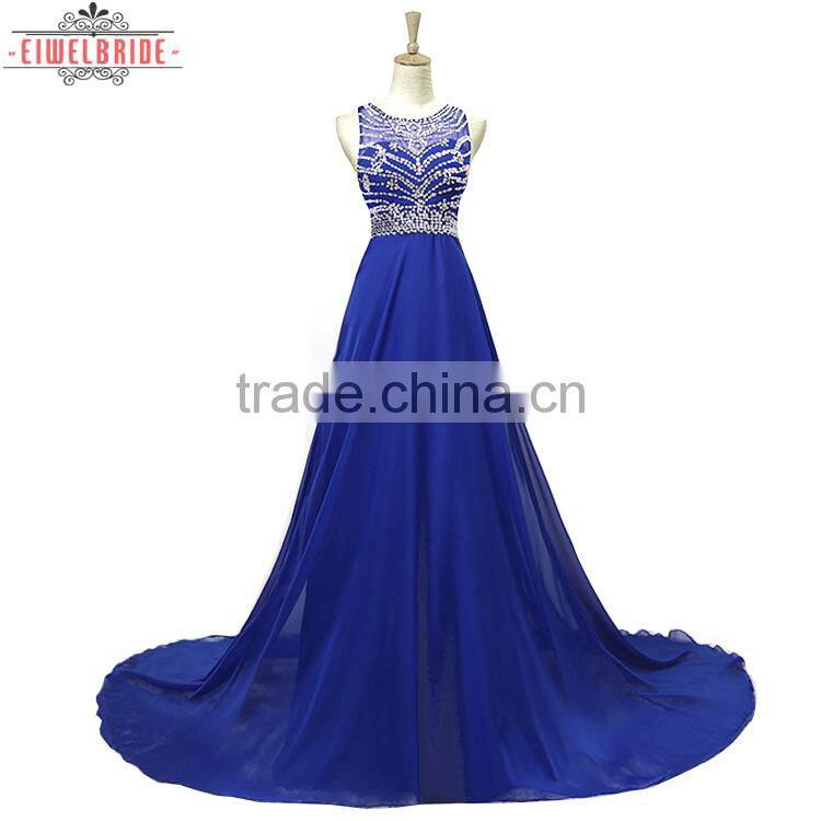 OEM Long Floor-length Blue A Line Evening Dress