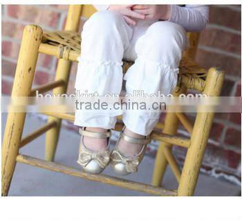 China wholesale girls pants with ruffle new model girls pants with floral printing