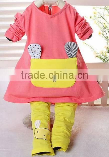 Girls sweet cotton outfit rabbit suit for Spring toddler cotton clothes set boutique kids outfits wholesale clothing in stock