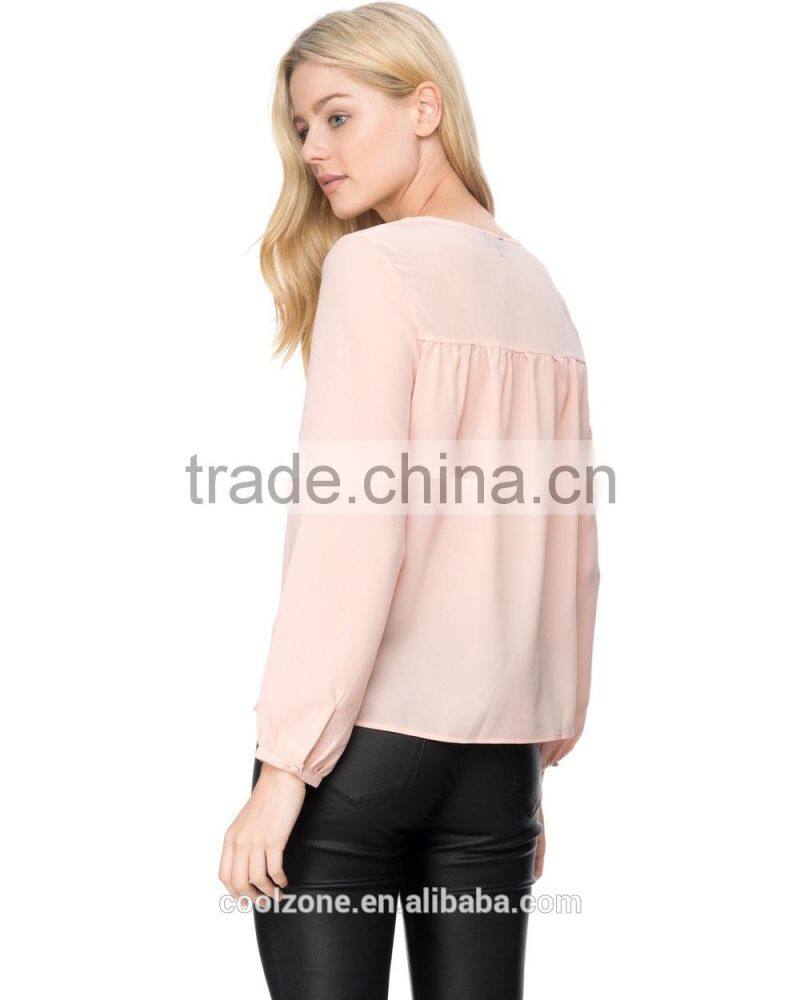 Hot selling relaxed fit long sleeves new style sarees blouse 2015